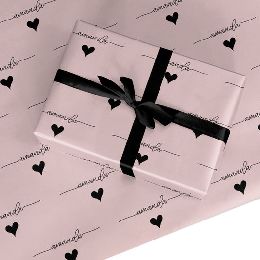 Personalised Name And Heart Custom Wrapping Paper