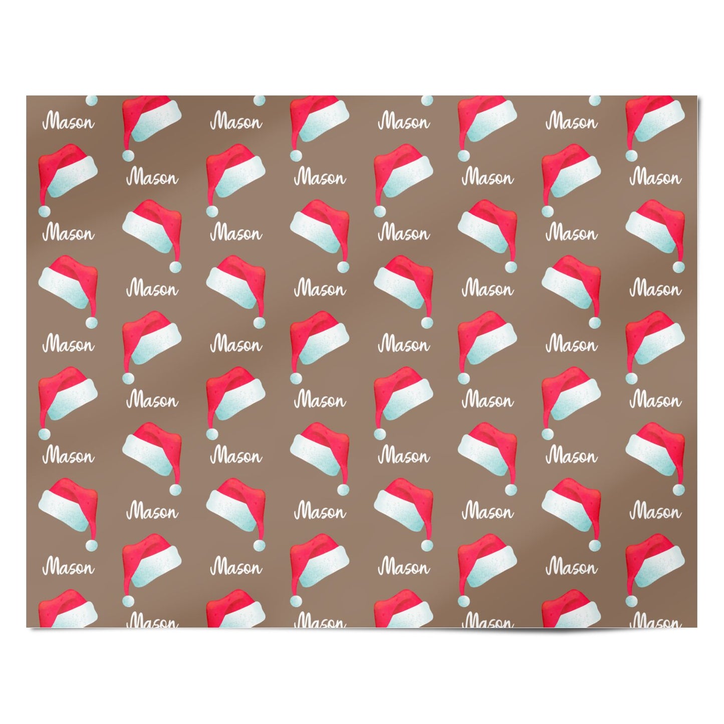 Personalised Name Christmas Santa Hat Personalised Wrapping Paper Alternative