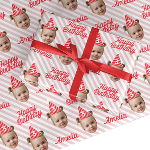 Personalised Photo Birthday Party Hat Wrapping Paper