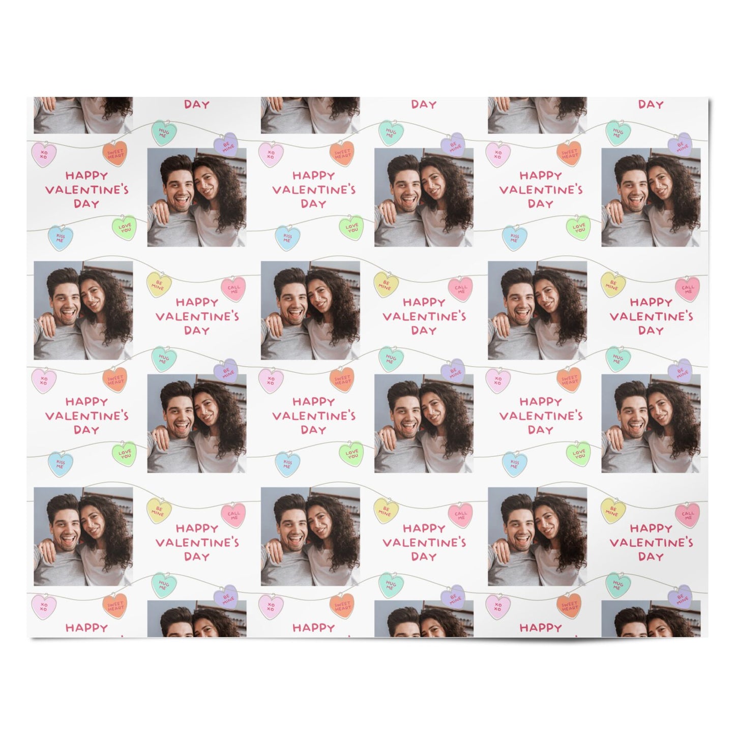 Personalised Photo Candy Hearts Valentines Personalised Wrapping Paper Alternative