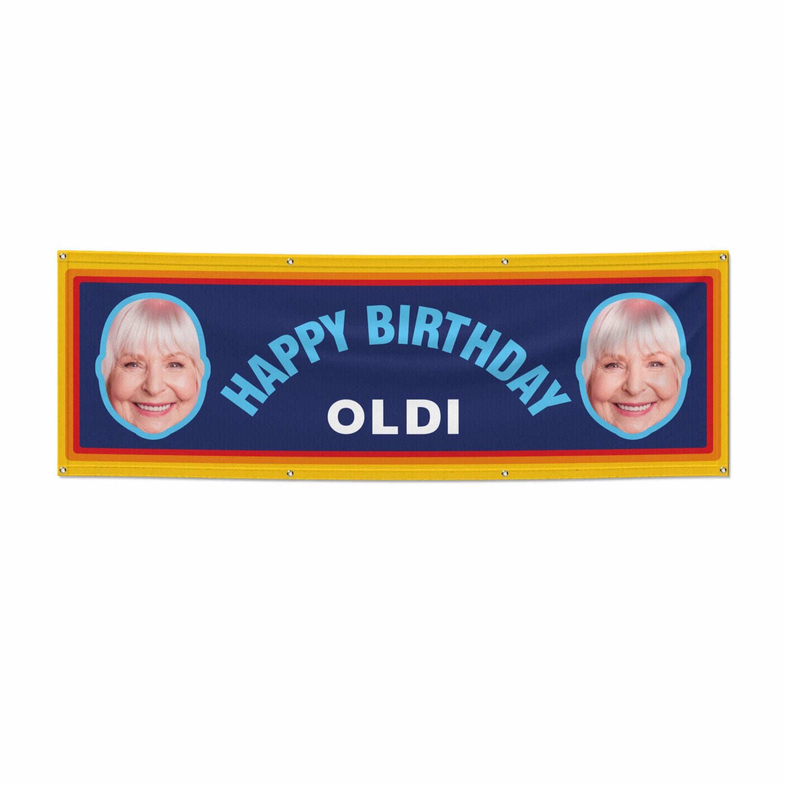 Personalised Photo Funny Oldi Birthday 6x2 Vinly Banner with Grommets