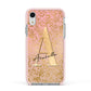 Personalised Pink Gold Cheetah Apple iPhone XR Impact Case Pink Edge on Silver Phone