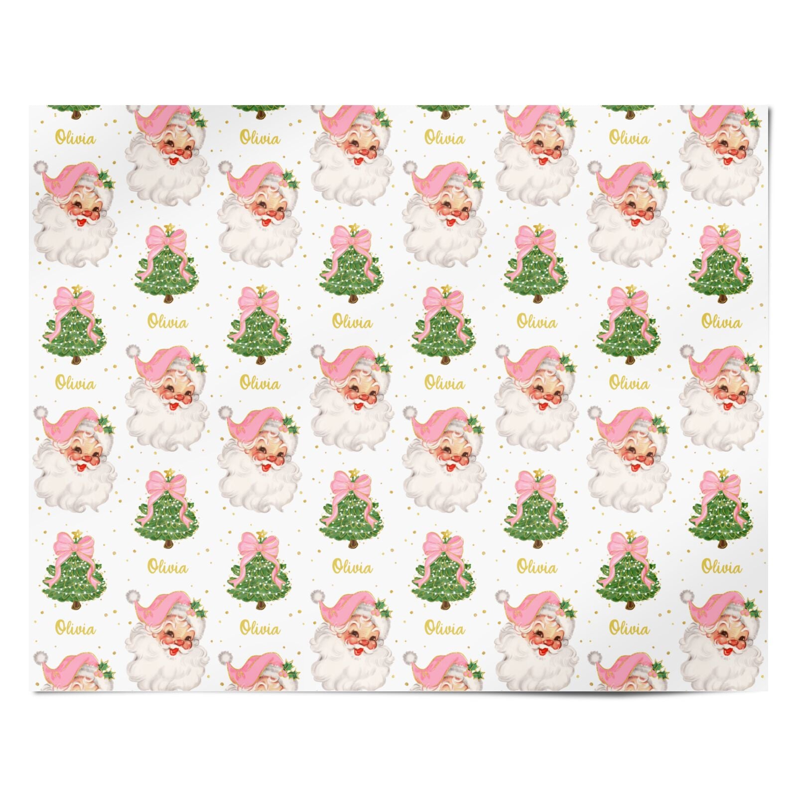 Personalised Pink Santa Christmas Personalised Wrapping Paper Alternative