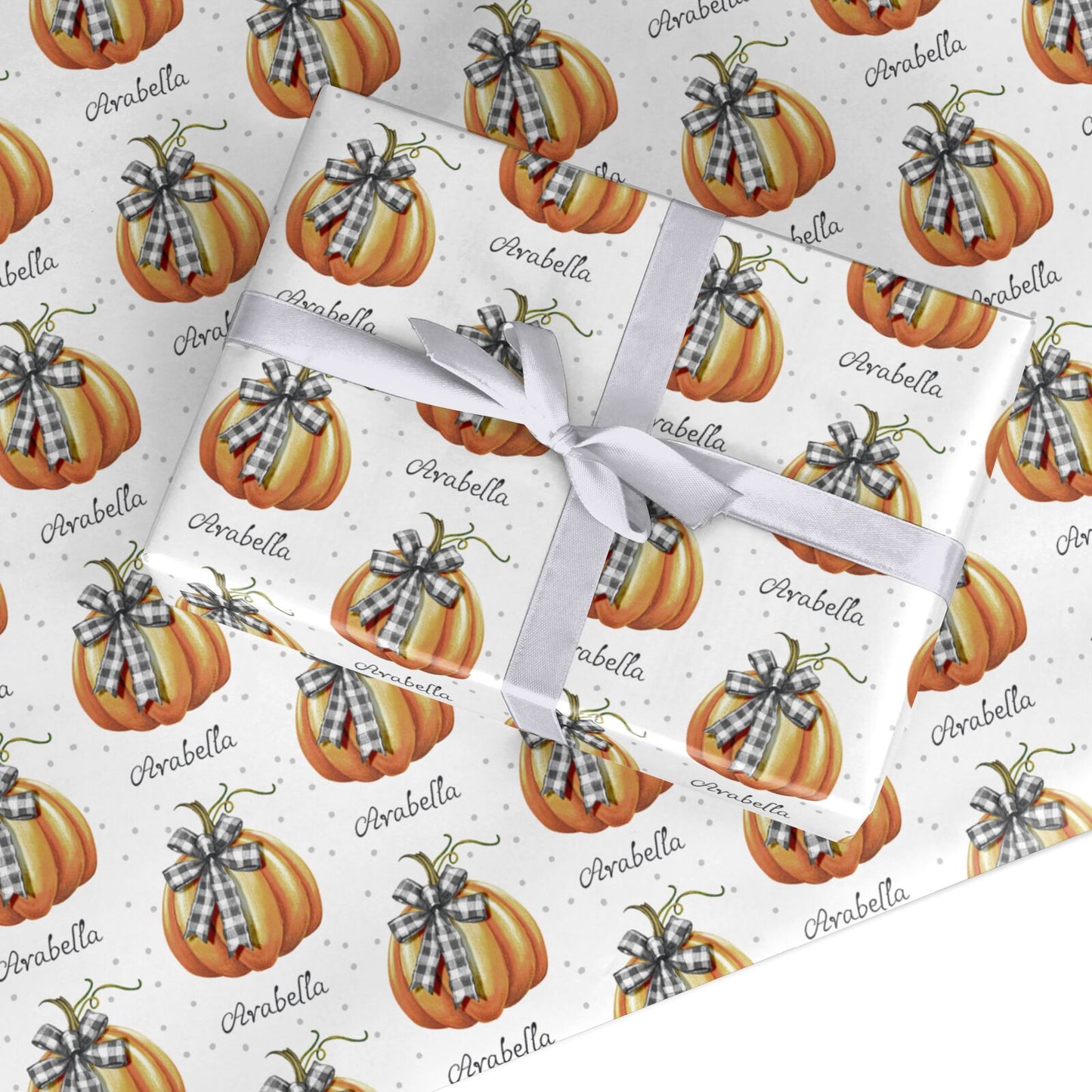 Personalised Pumpkin Bow Custom Wrapping Paper