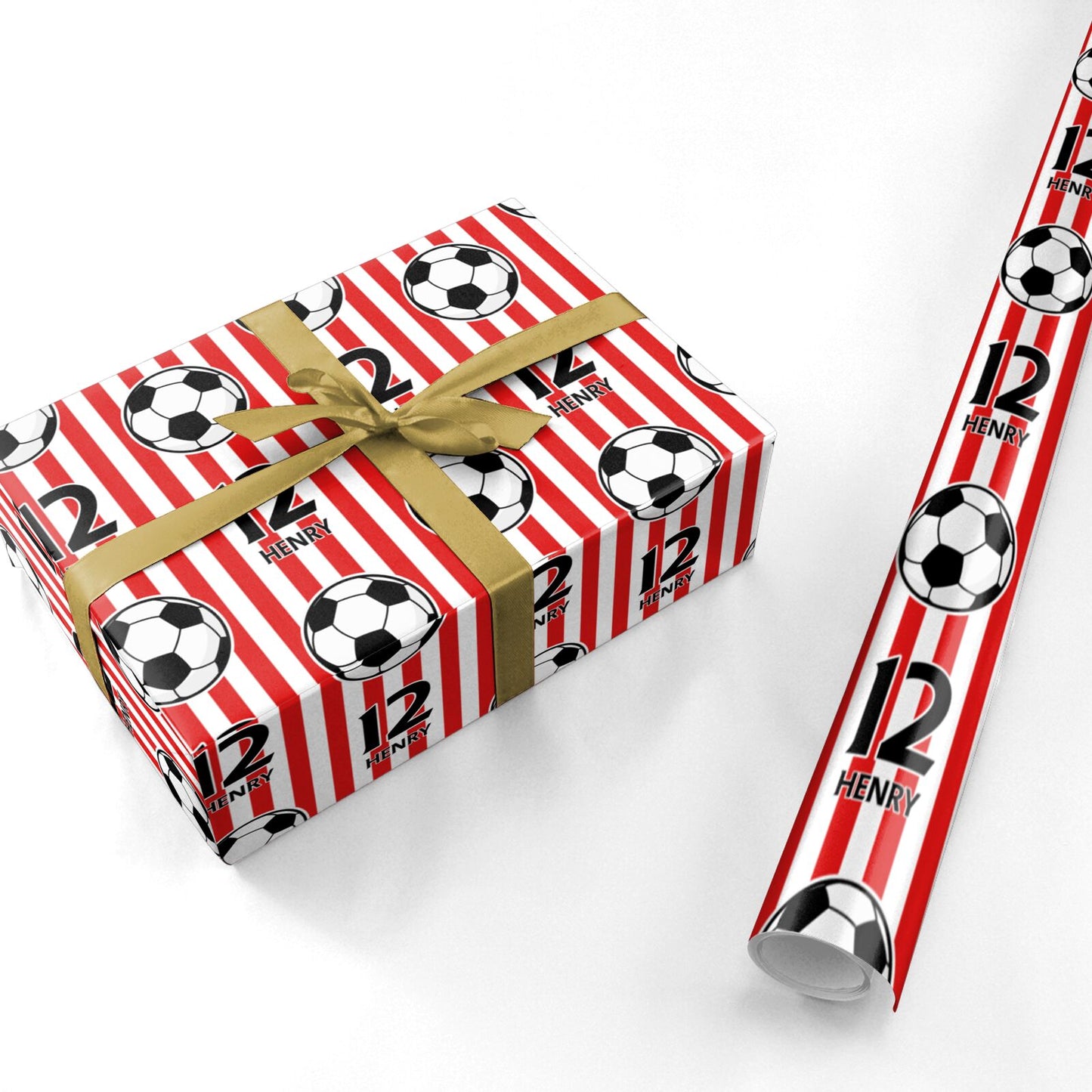 Personalised Red White Football Personalised Wrapping Paper