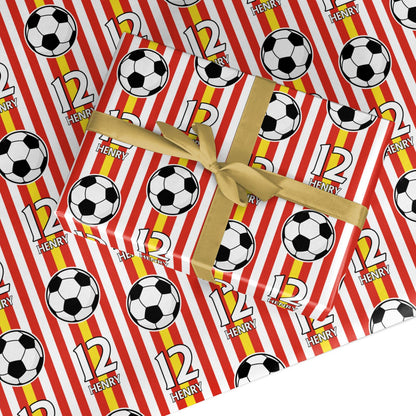 Personalised Red White Yellow Football Custom Wrapping Paper