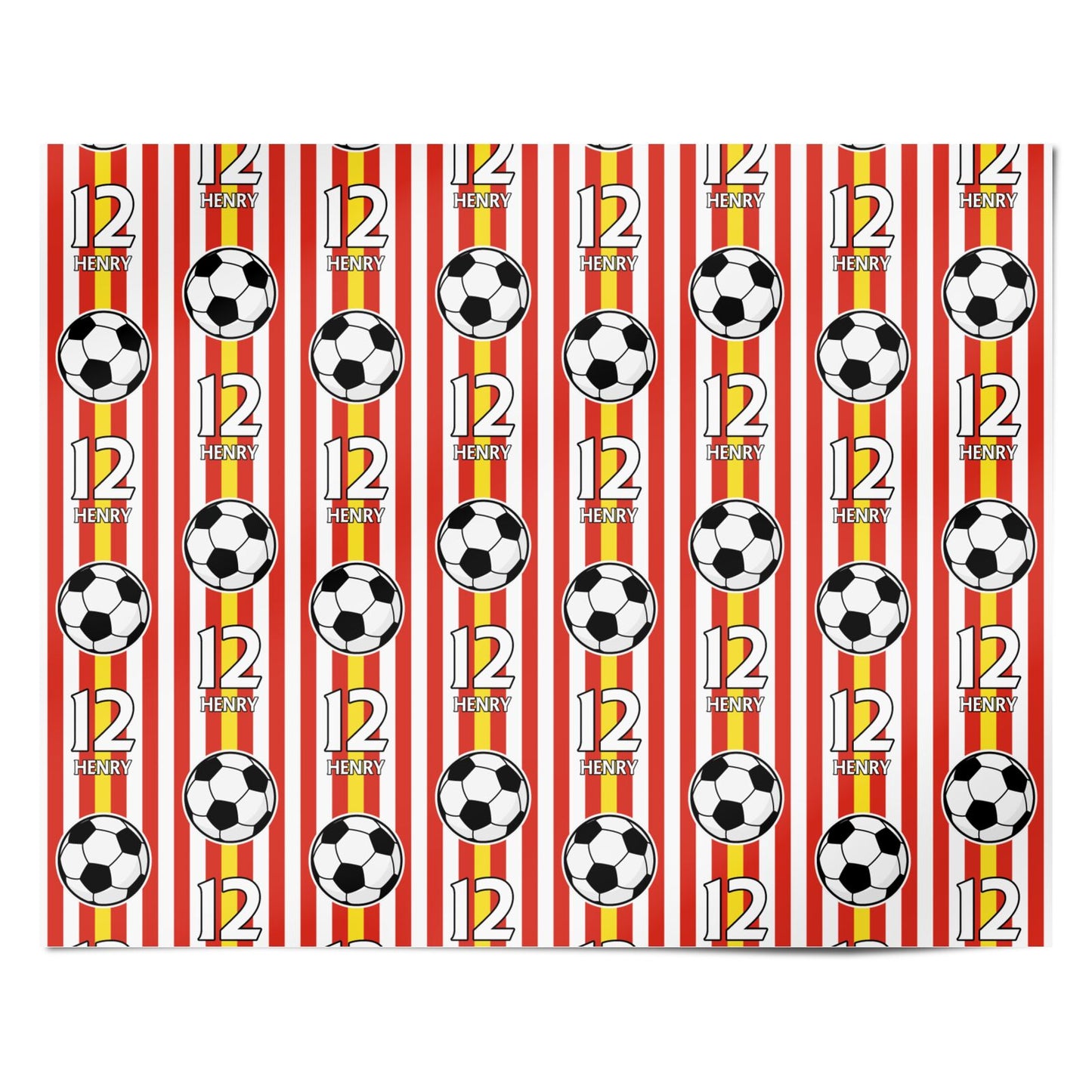 Personalised Red White Yellow Football Personalised Wrapping Paper Alternative