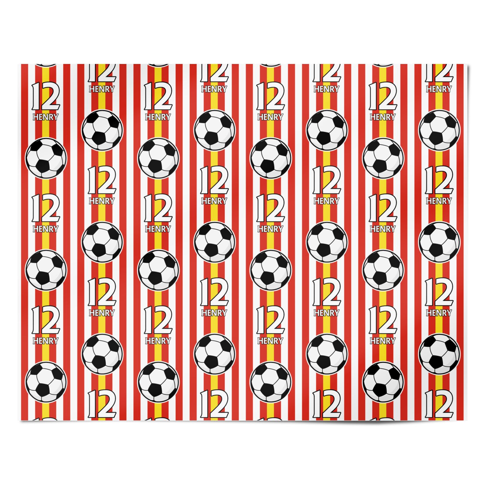 Personalised Red White Yellow Football Personalised Wrapping Paper Alternative