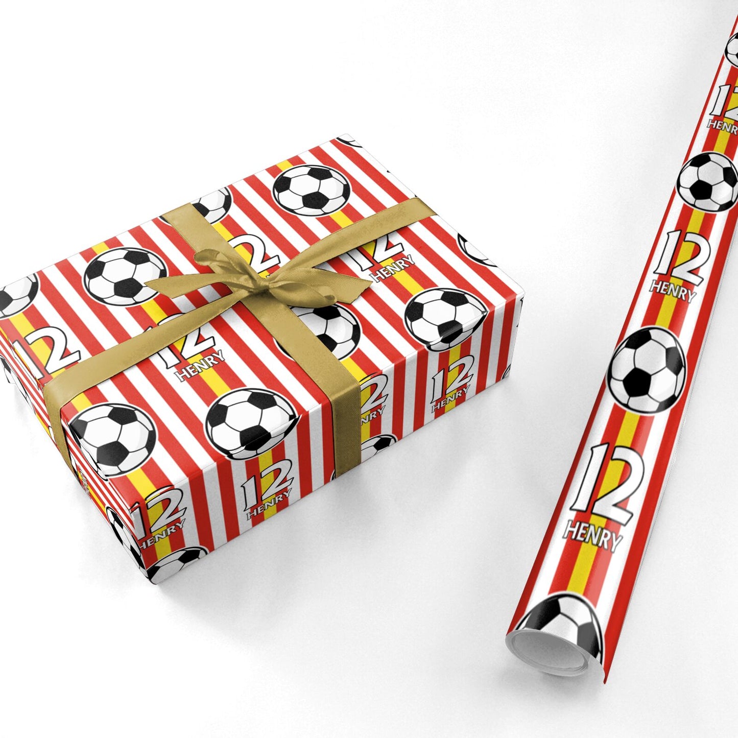 Personalised Red White Yellow Football Personalised Wrapping Paper