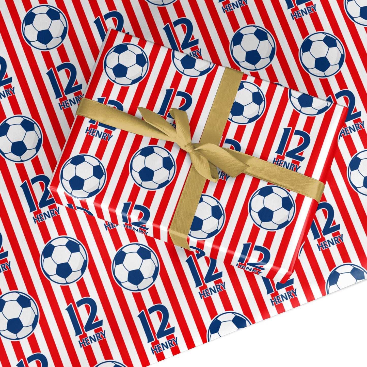 Personalised Red and White Football Custom Wrapping Paper