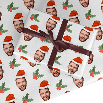 Personalised Santa Hat Photo Face Custom Wrapping Paper