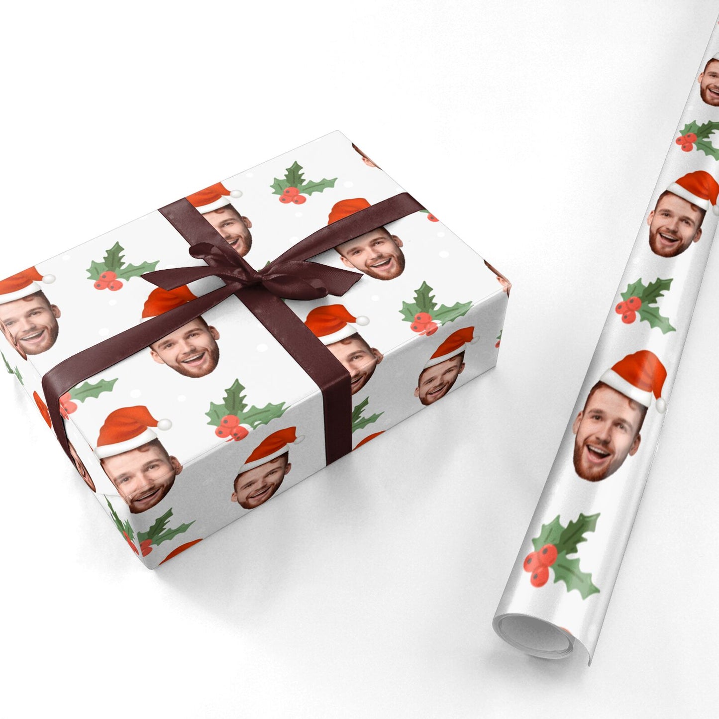 Personalised Santa Hat Photo Face Personalised Wrapping Paper