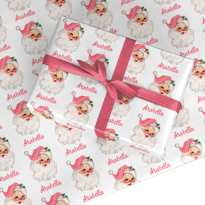 Personalised Vintage Santa Christmas Custom Wrapping Paper