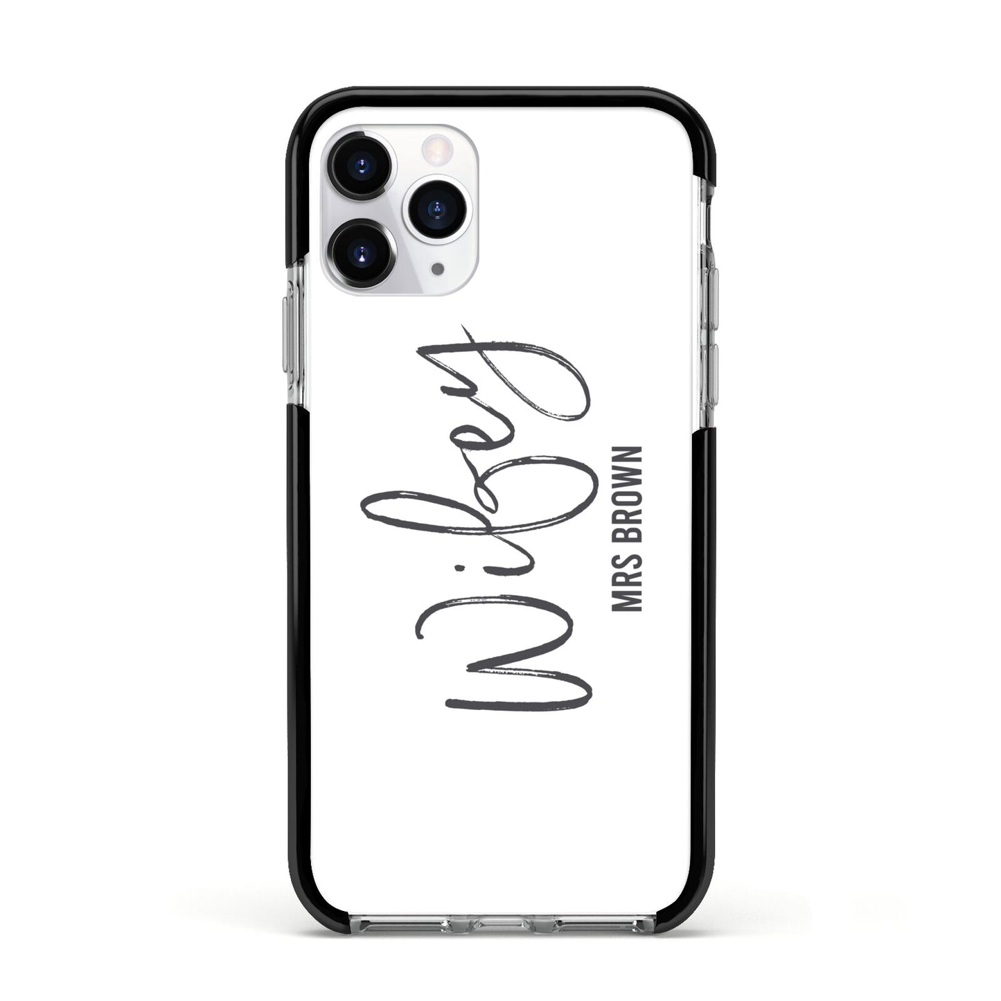 Personalised Wifey White Apple iPhone 11 Pro in Silver with Black Impact Case