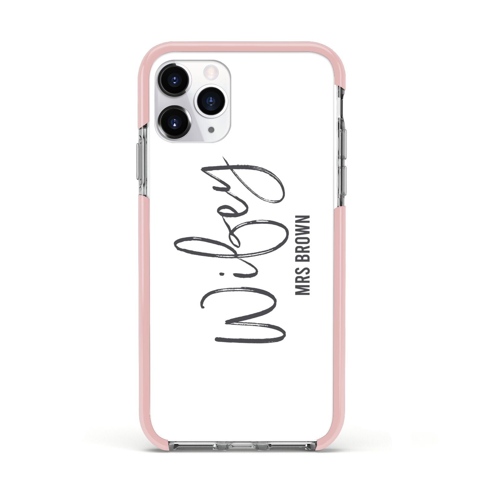 Personalised Wifey White Apple iPhone 11 Pro in Silver with Pink Impact Case