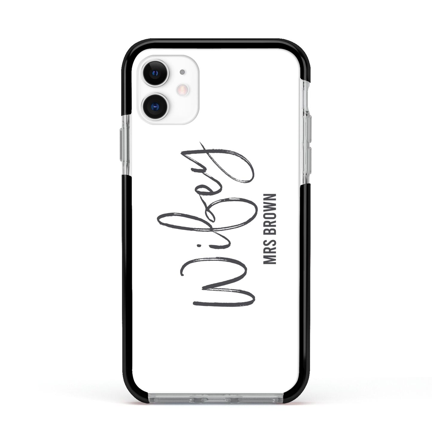 Personalised Wifey White Apple iPhone 11 in White with Black Impact Case