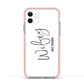 Personalised Wifey White Apple iPhone 11 in White with Pink Impact Case