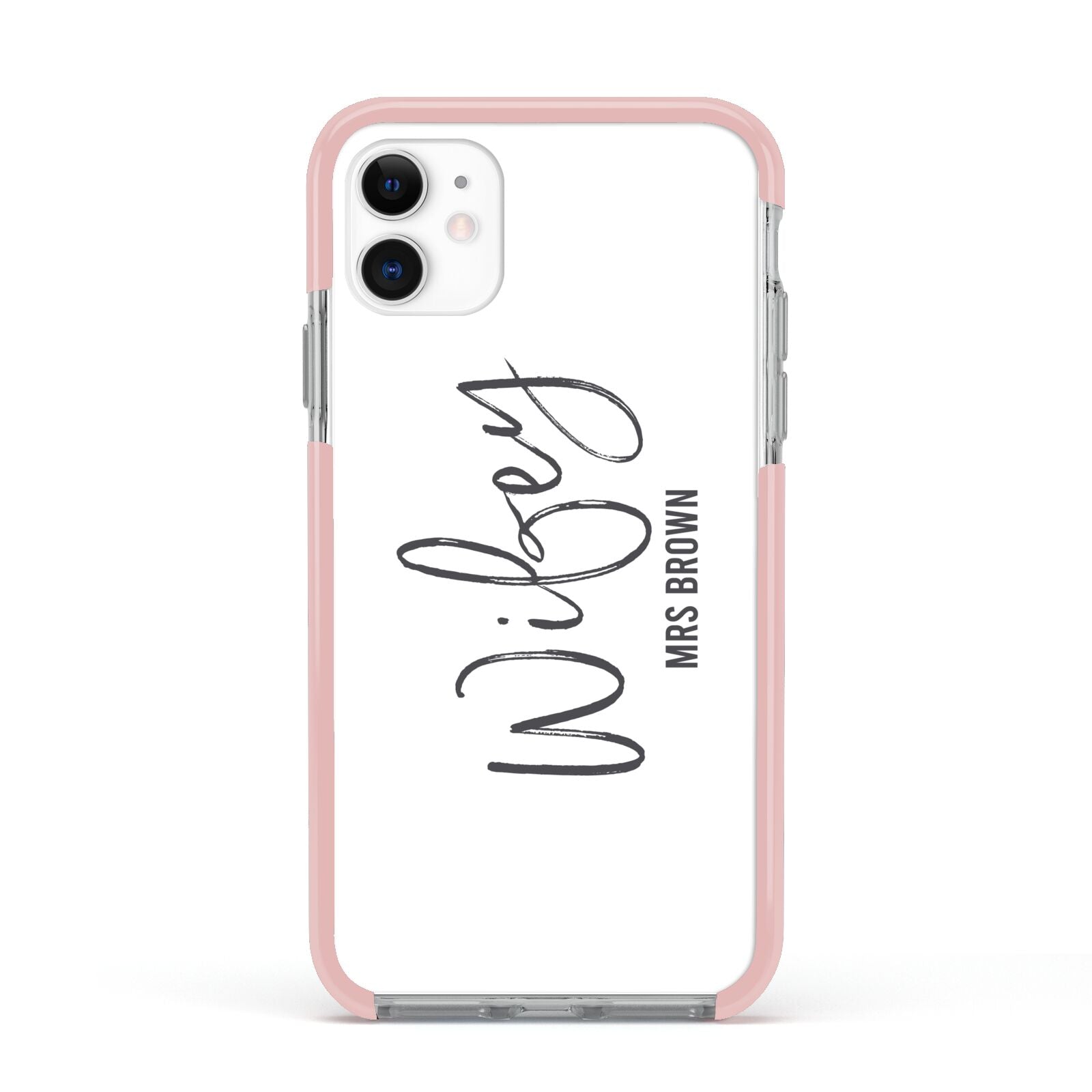 Personalised Wifey White Apple iPhone 11 in White with Pink Impact Case