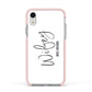 Personalised Wifey White Apple iPhone XR Impact Case Pink Edge on Silver Phone