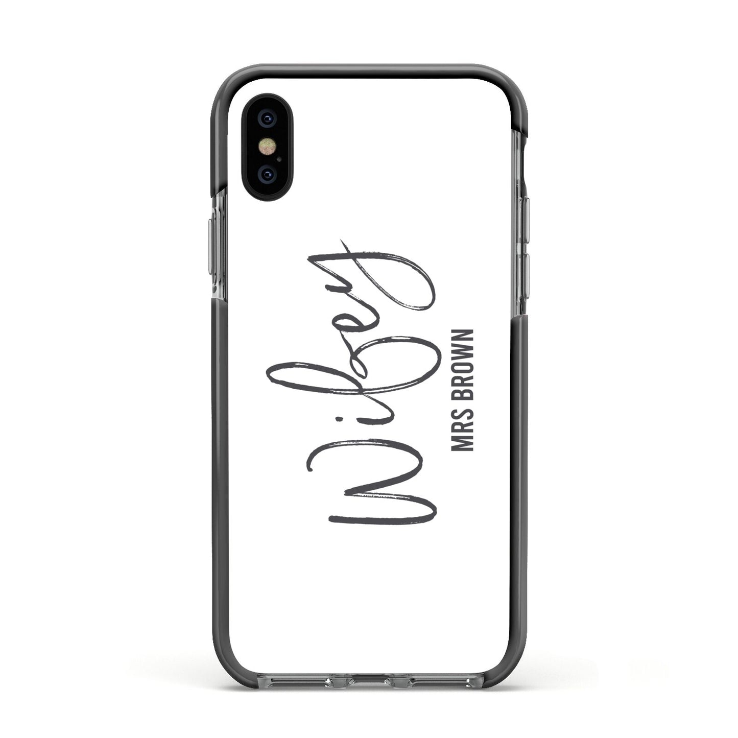 Personalised Wifey White Apple iPhone Xs Impact Case Black Edge on Black Phone