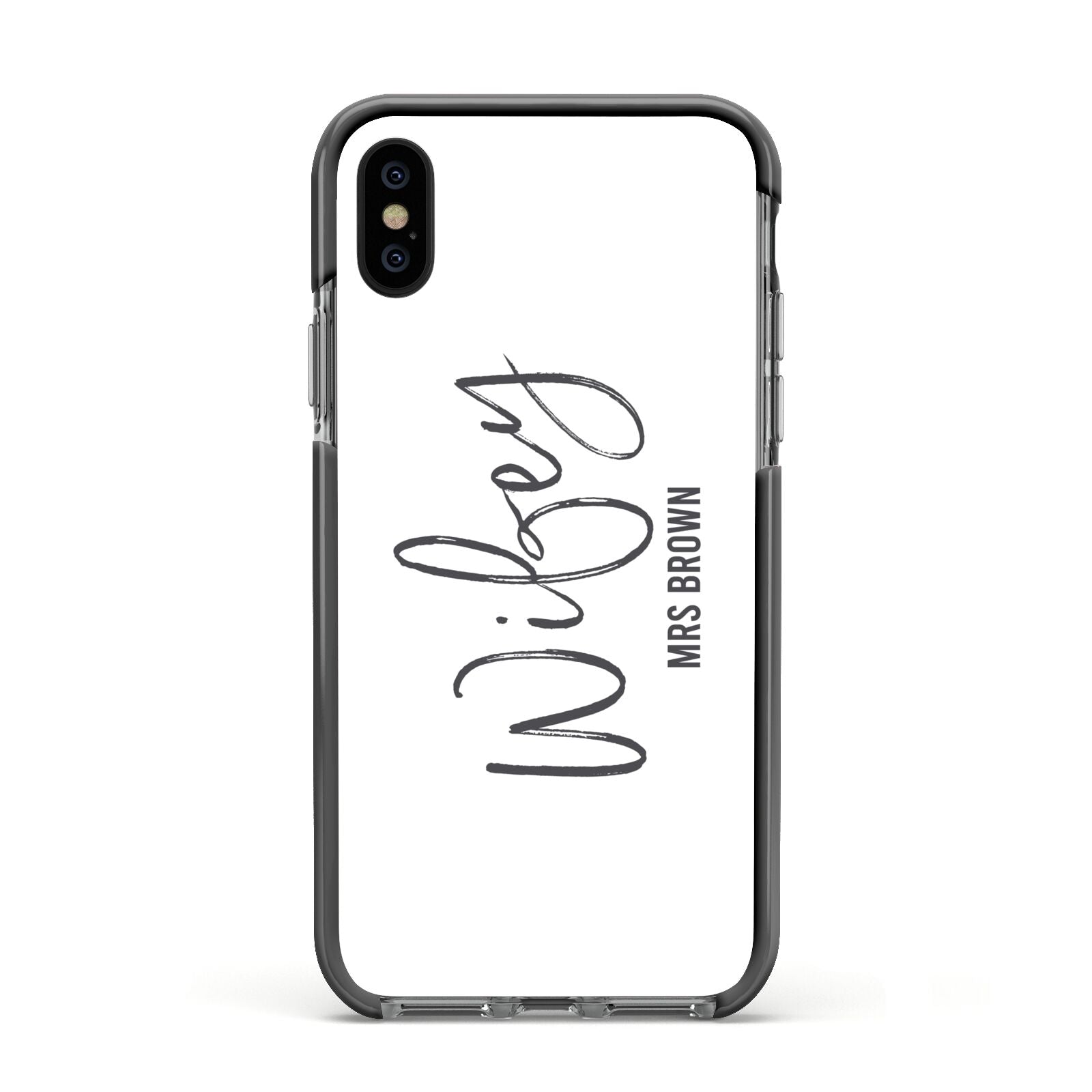 Personalised Wifey White Apple iPhone Xs Impact Case Black Edge on Black Phone