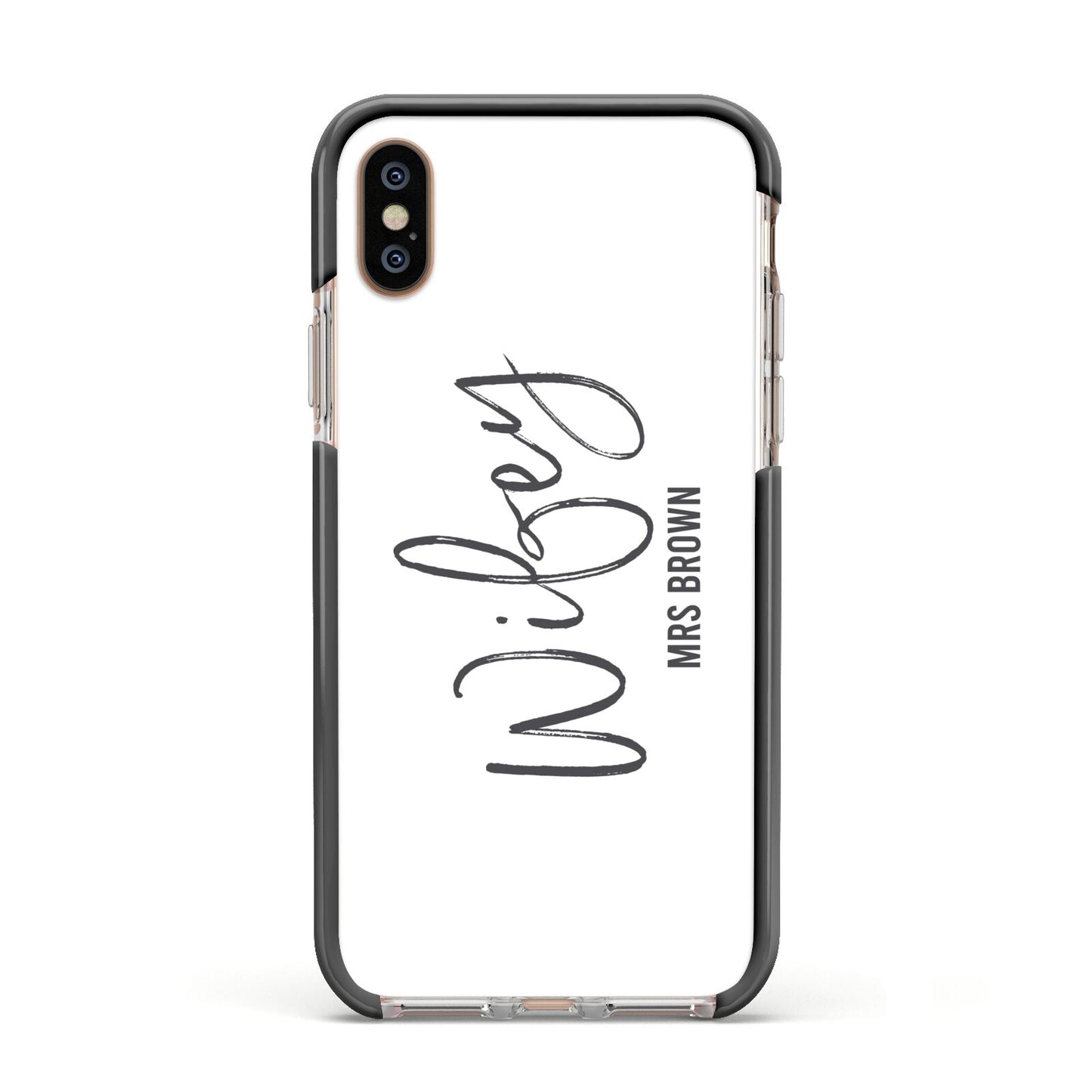 Personalised Wifey White Apple iPhone Xs Impact Case Black Edge on Gold Phone