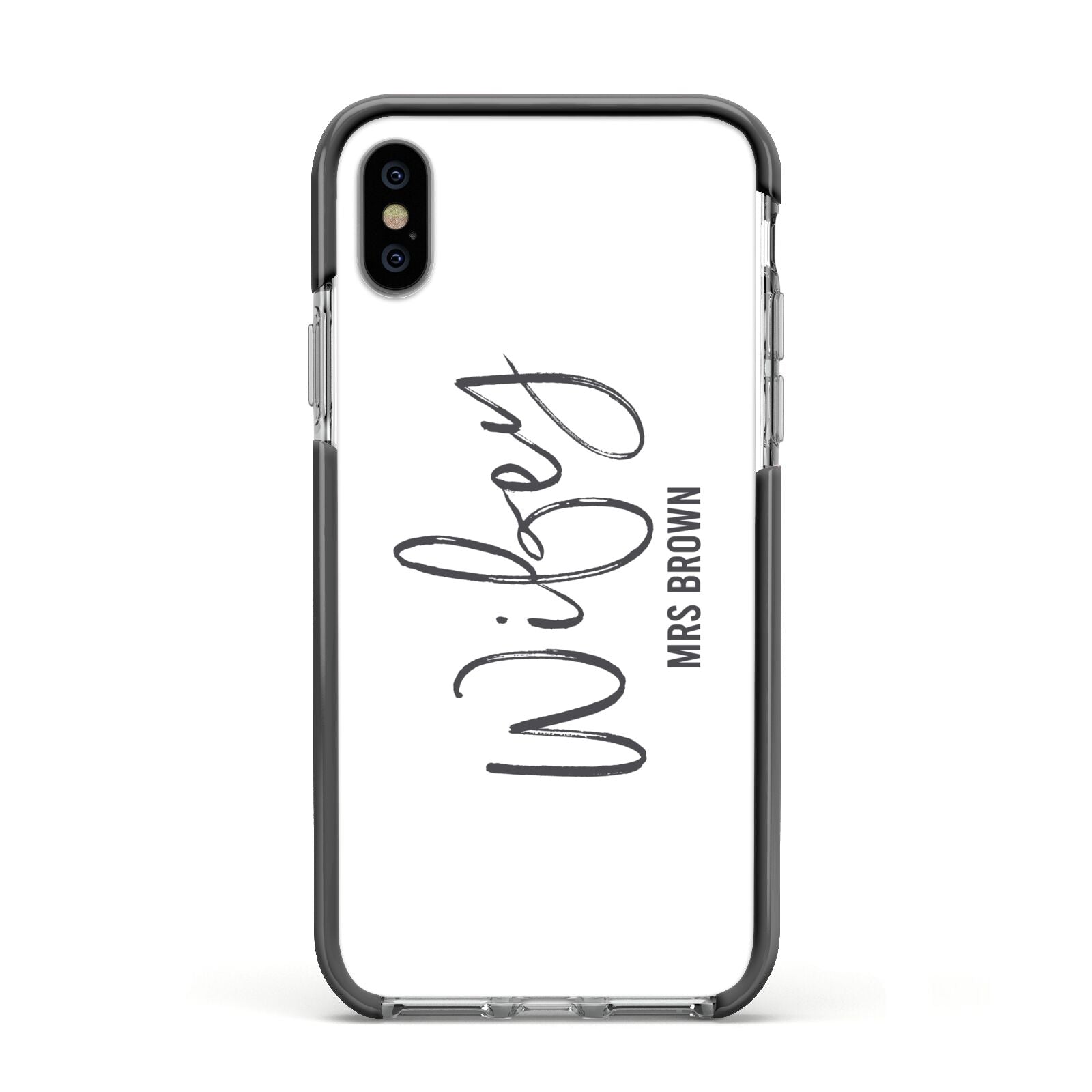 Personalised Wifey White Apple iPhone Xs Impact Case Black Edge on Silver Phone