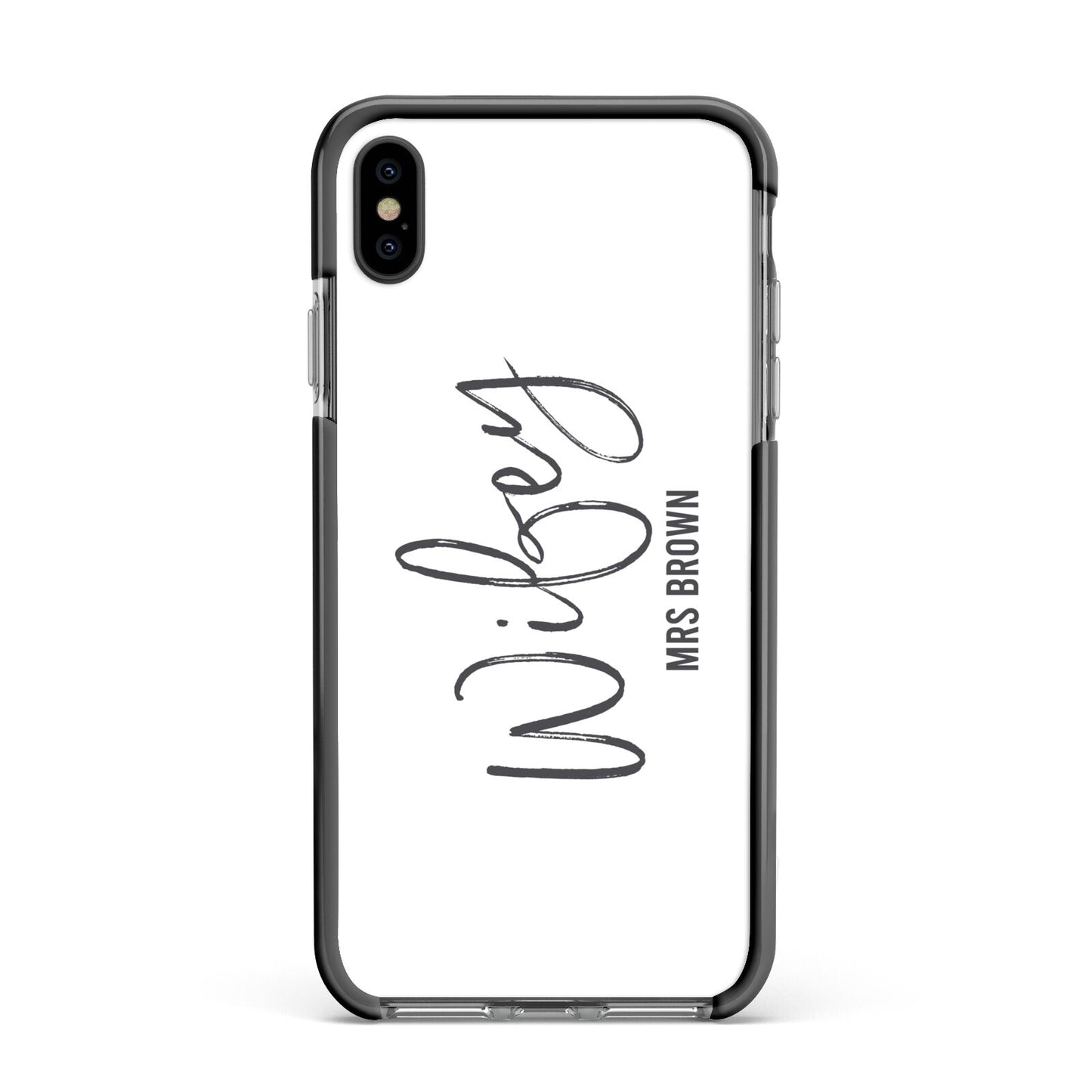 Personalised Wifey White Apple iPhone Xs Max Impact Case Black Edge on Black Phone