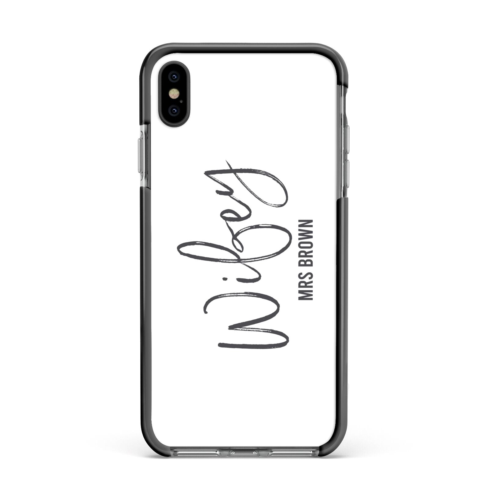 Personalised Wifey White Apple iPhone Xs Max Impact Case Black Edge on Black Phone