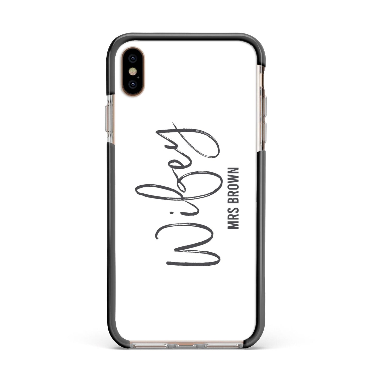 Personalised Wifey White Apple iPhone Xs Max Impact Case Black Edge on Gold Phone