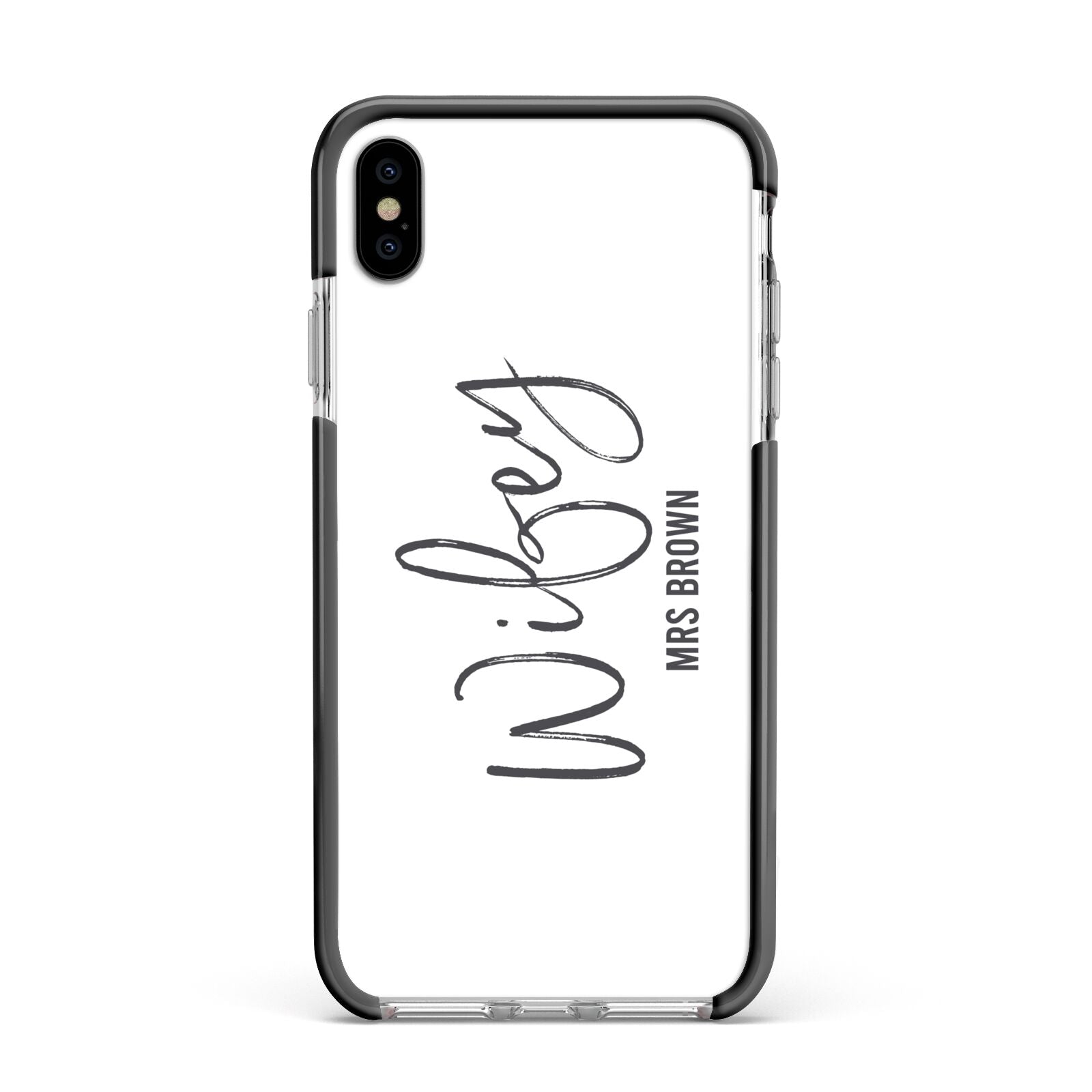 Personalised Wifey White Apple iPhone Xs Max Impact Case Black Edge on Silver Phone