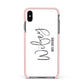 Personalised Wifey White Apple iPhone Xs Max Impact Case Pink Edge on Black Phone