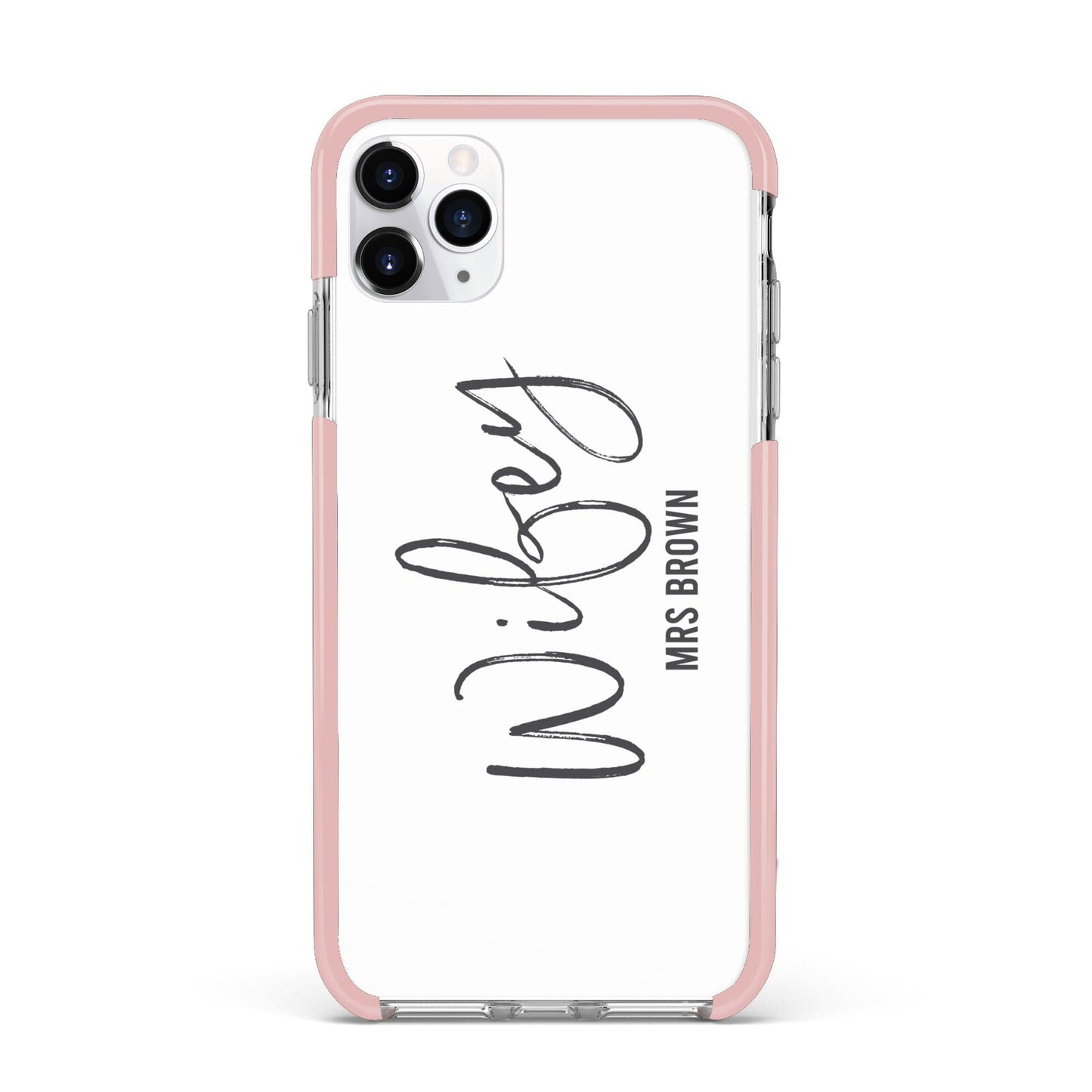 Personalised Wifey White iPhone 11 Pro Max Impact Pink Edge Case