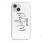 Personalised Wifey White iPhone 13 Mini TPU Impact Case with Pink Edges