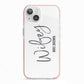 Personalised Wifey White iPhone 13 TPU Impact Case with Pink Edges