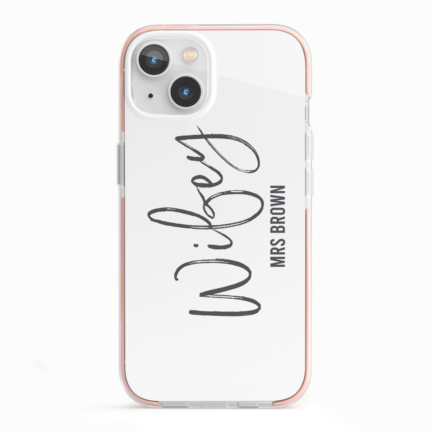 Personalised Wifey White iPhone 13 TPU Impact Case with Pink Edges