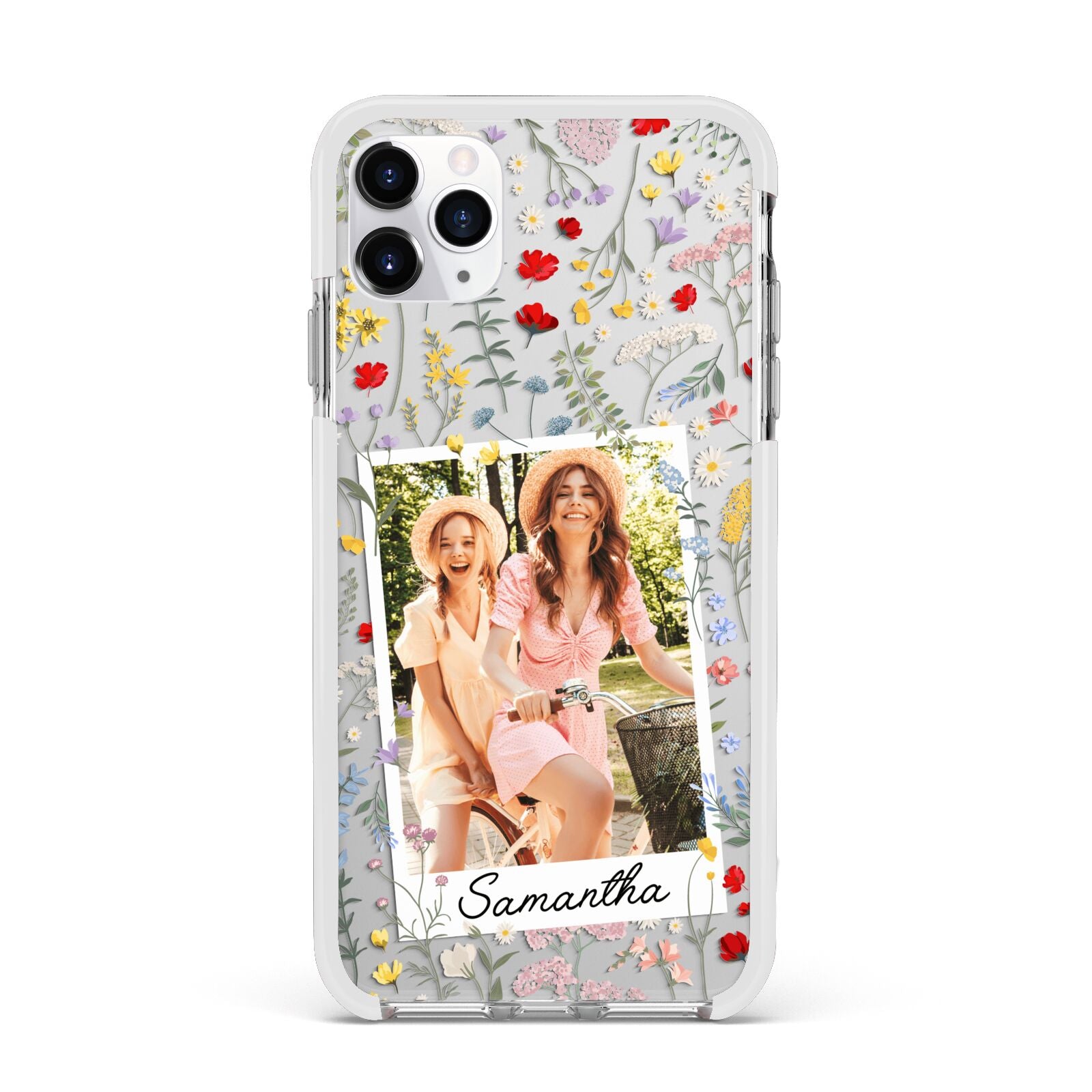 Personalised Wild Flowers Photo Apple iPhone 11 Pro Max in Silver with White Impact Case