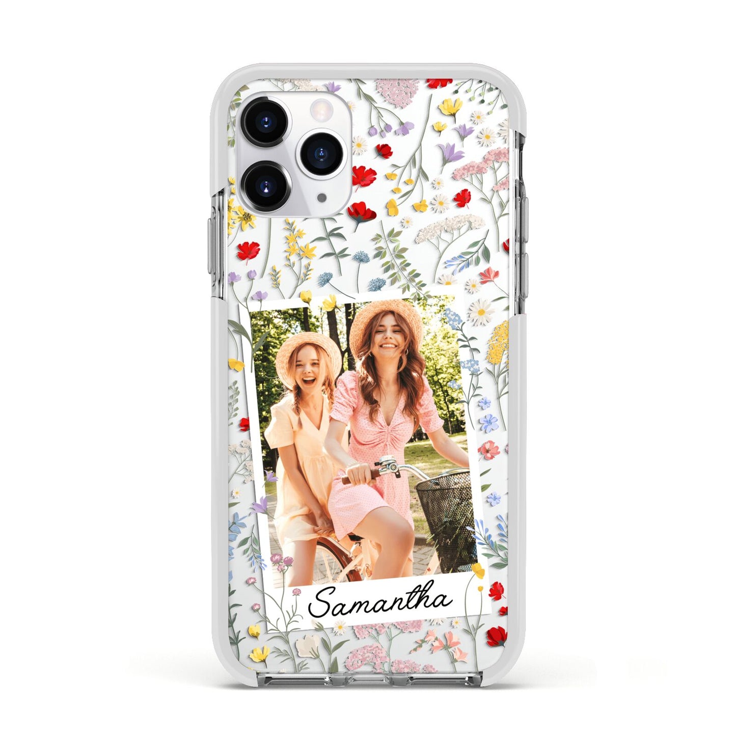 Personalised Wild Flowers Photo Apple iPhone 11 Pro in Silver with White Impact Case