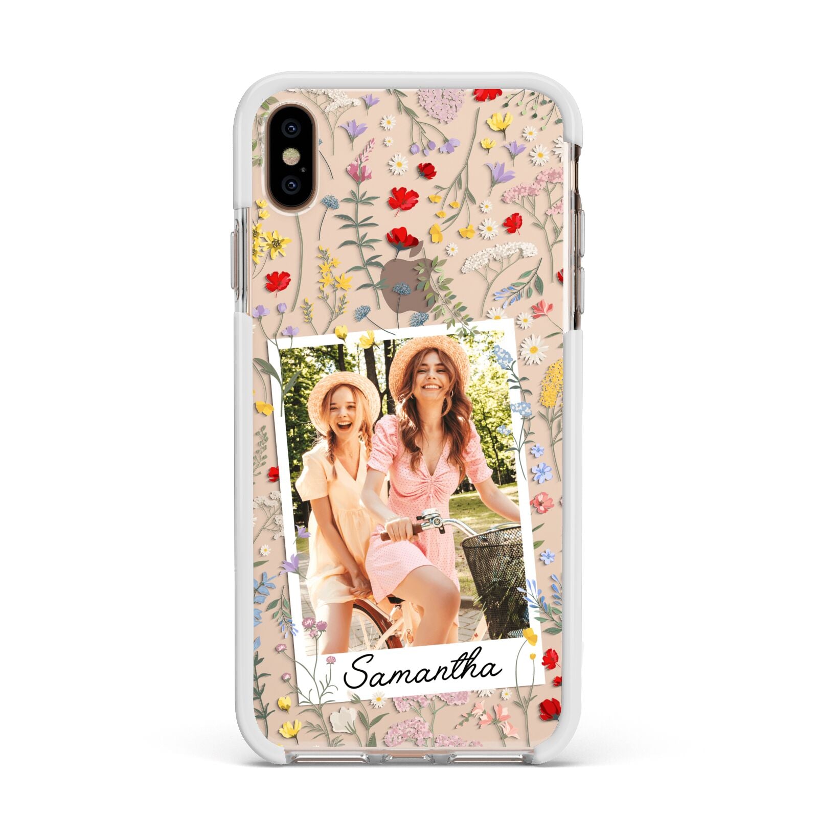 Personalised Wild Flowers Photo Apple iPhone Xs Max Impact Case White Edge on Gold Phone