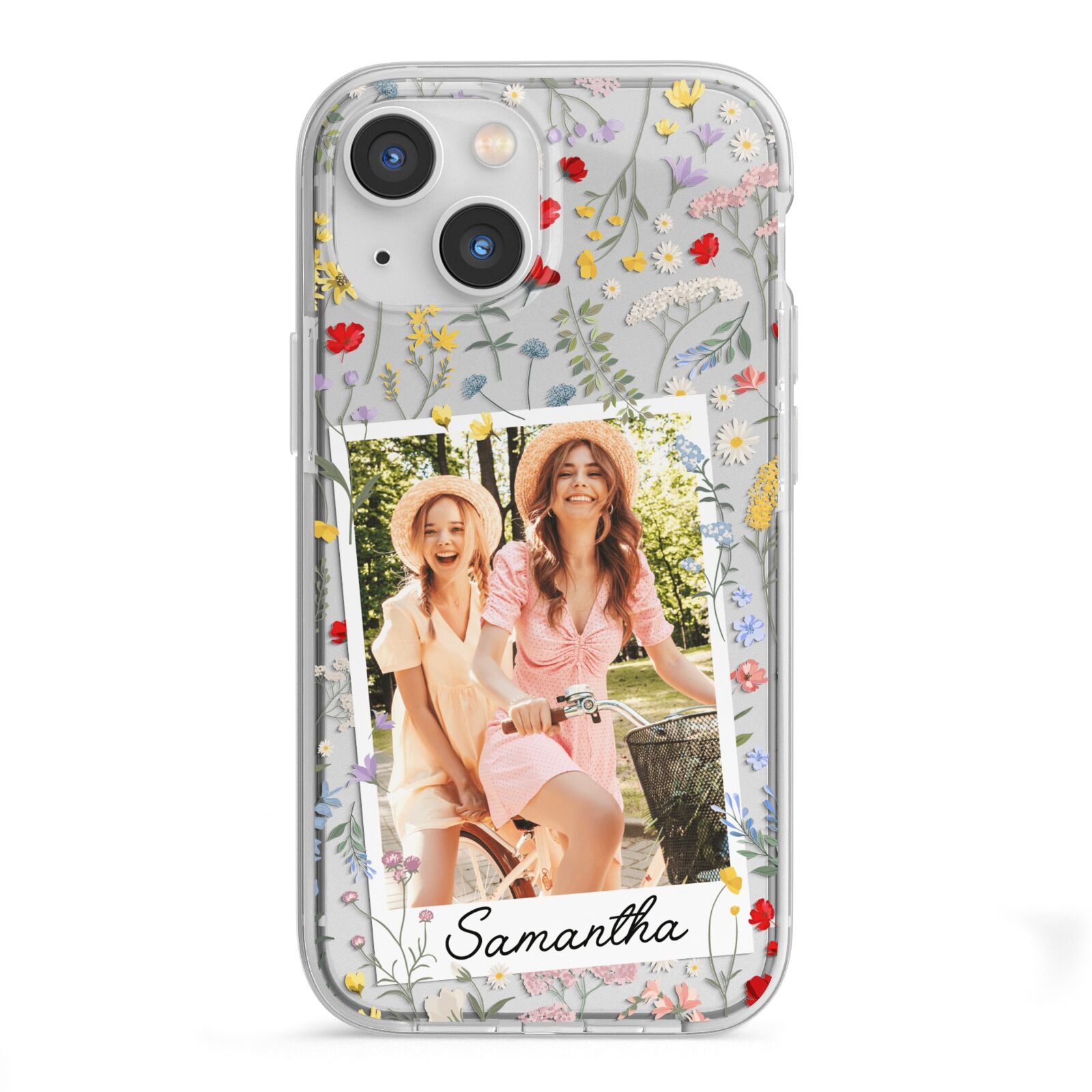 Personalised Wild Flowers Photo iPhone 13 Mini TPU Impact Case with White Edges