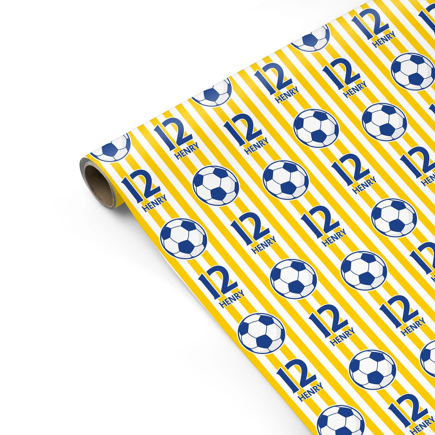 Personalised Yellow and Blue Football Personalised Gift Wrap