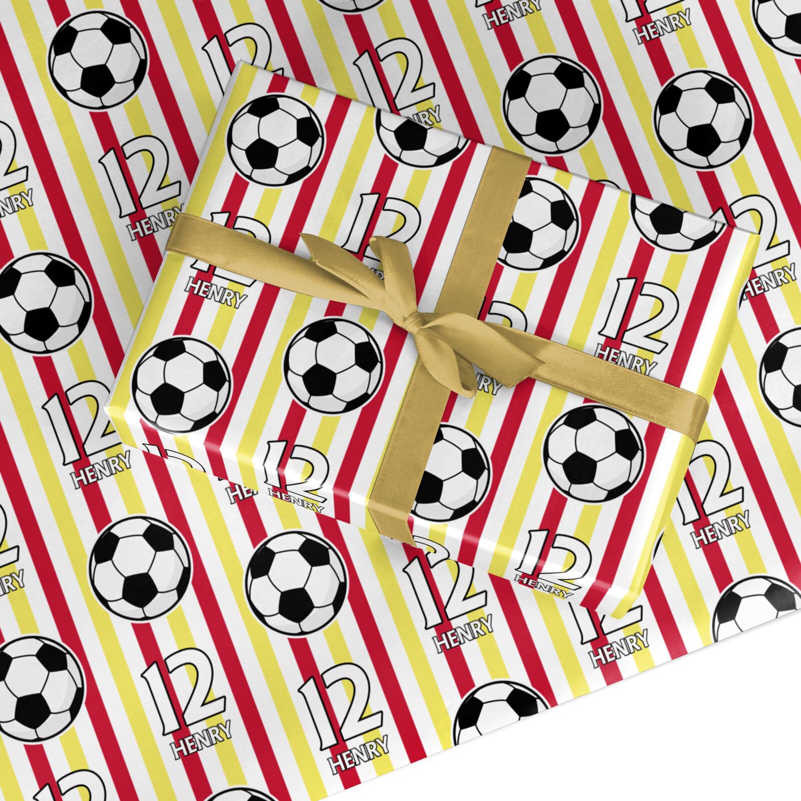 Personalised Yellow and Red Football Custom Wrapping Paper