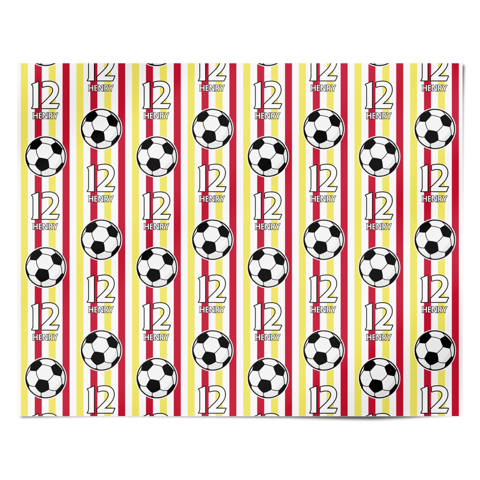 Personalised Yellow and Red Football Personalised Wrapping Paper Alternative