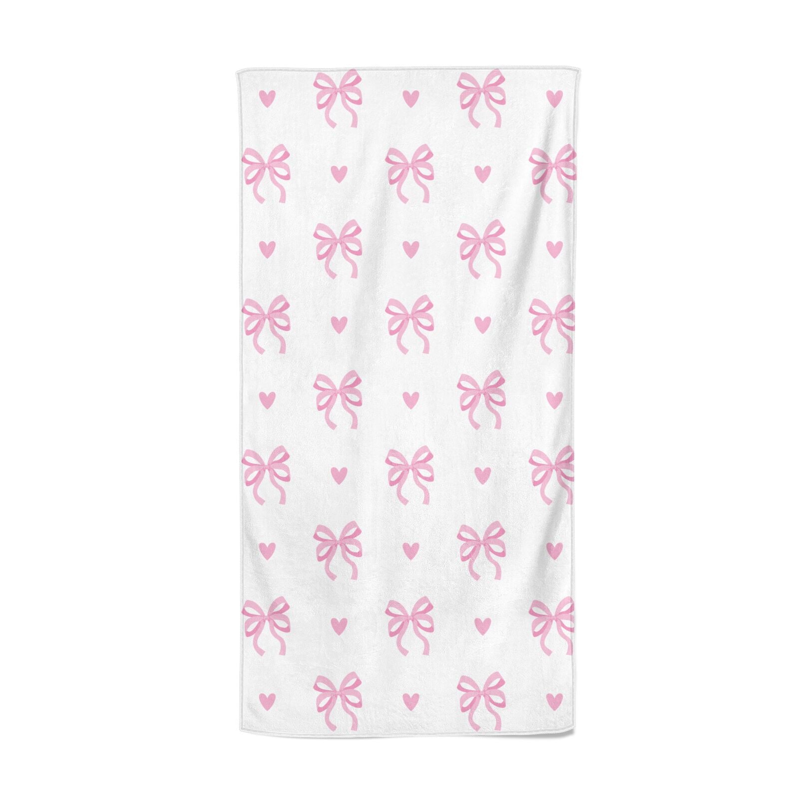 Pink Bow and Heart Beach Towel