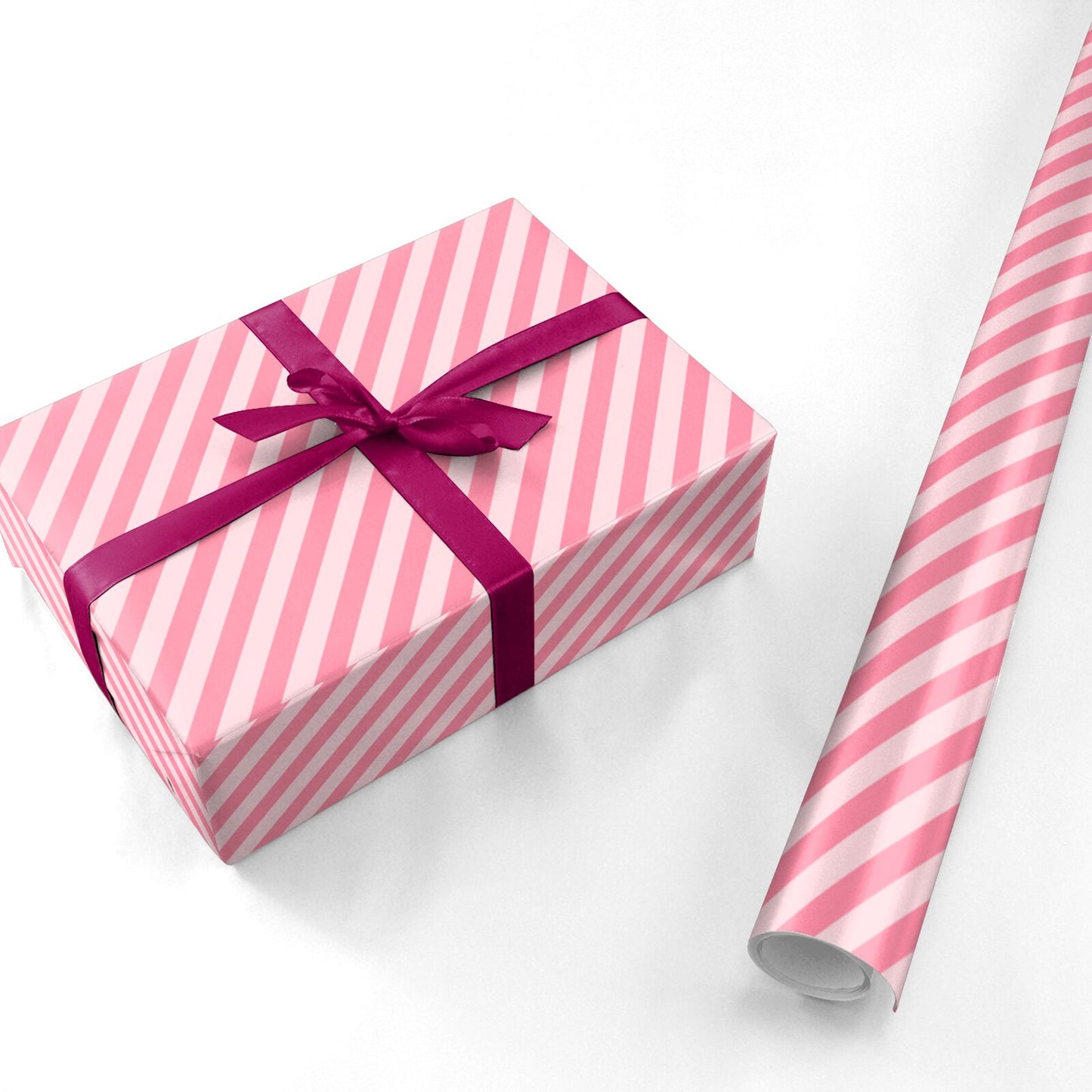 Pink Candy Stripe Personalised Wrapping Paper