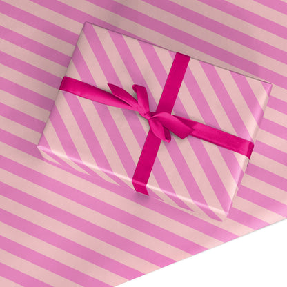 Pink Diagonal Stripe Custom Wrapping Paper