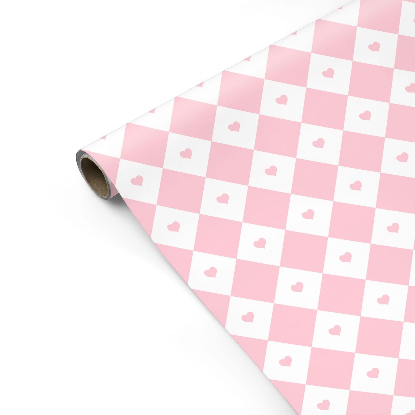 Pink Heart Checkered Personalised Gift Wrap