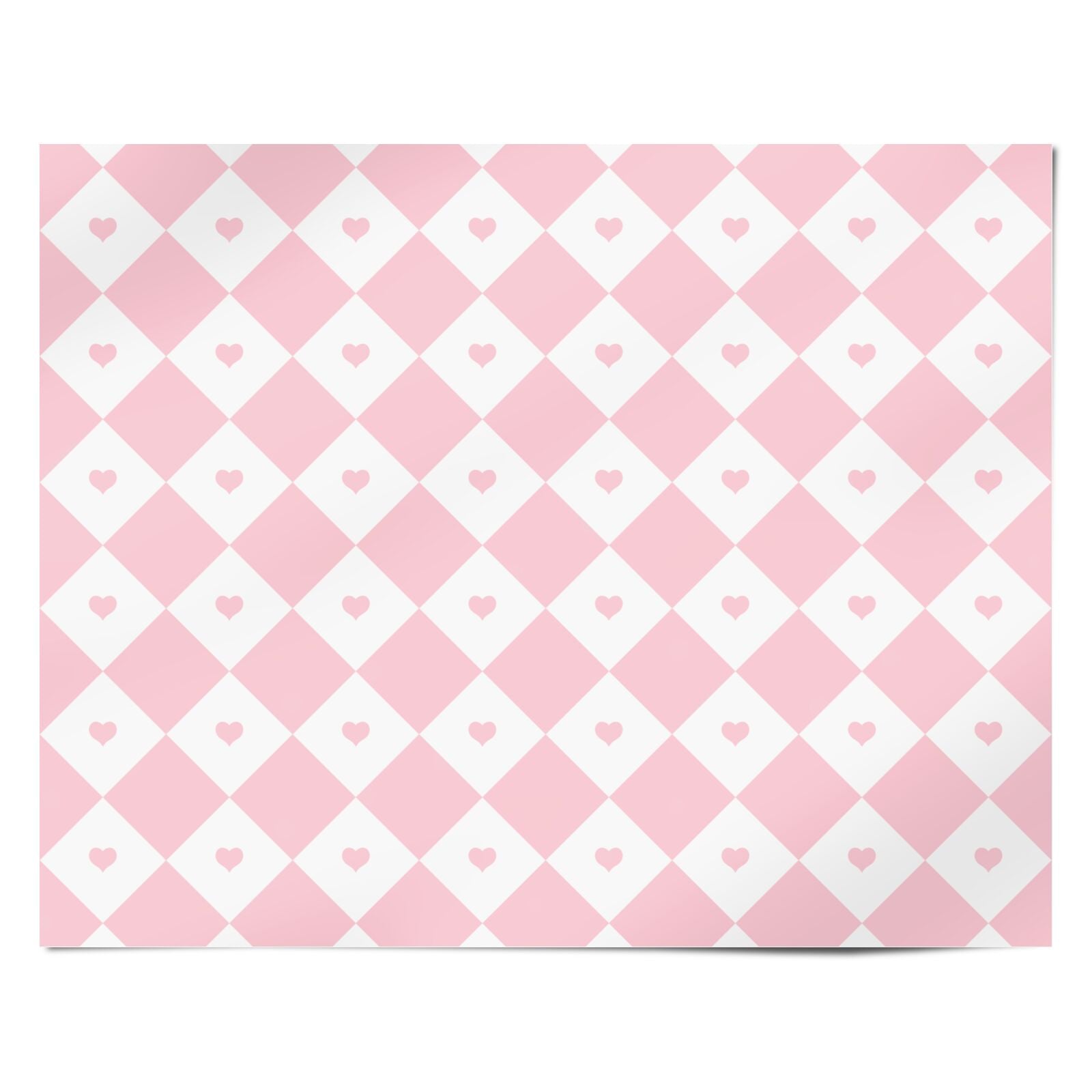 Pink Heart Checkered Personalised Wrapping Paper Alternative