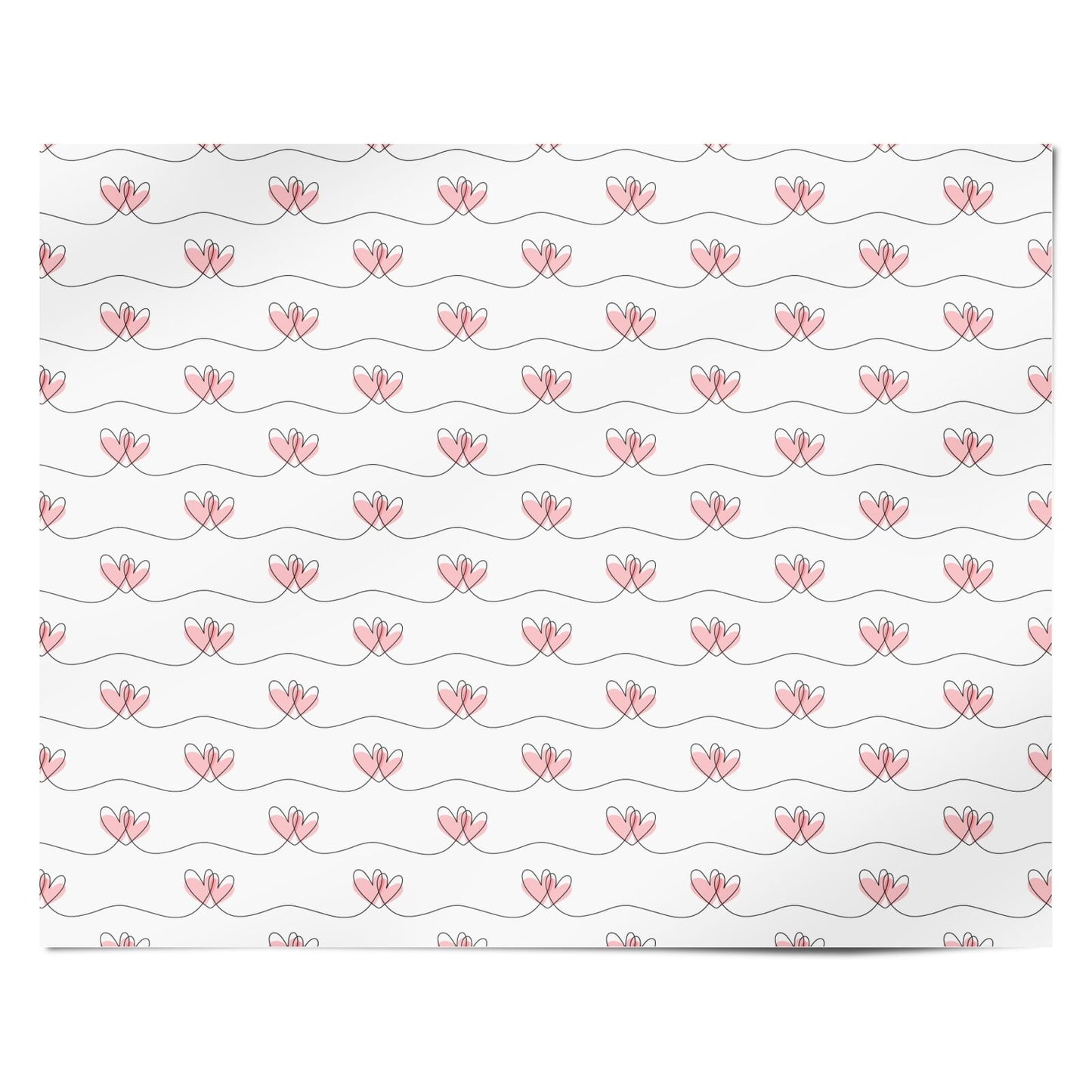 Pink Love Heart Line Art Personalised Wrapping Paper Alternative