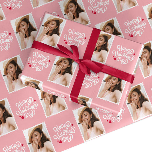 Pink Valentines Day Photo Personalised Custom Wrapping Paper